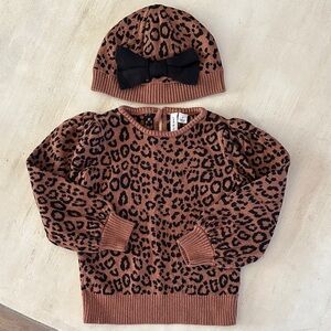 Janie and Jack Animal Print Sweater and Hat Set